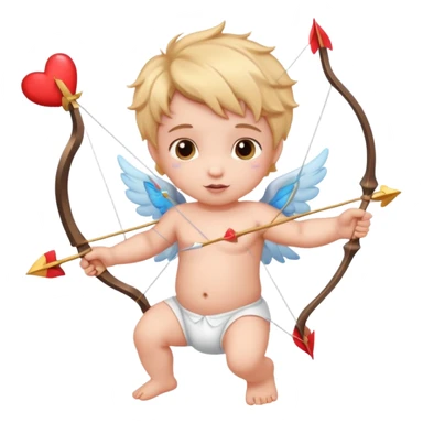 Adorable Cupid with his magical bow and arrow shooting love hearts sticker