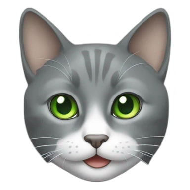 Gray cat with white mouth and white nose and green eyes sticker