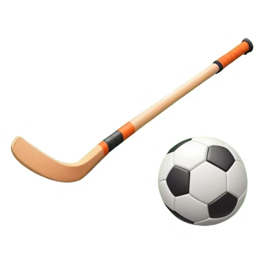 A field hockey stick and ball on a vibrant green grass field, with goalposts and clear field markings in the background. The scene emphasizes the bright, lush grass, highlighting the fast-paced and strategic nature of hockey on a well-maintained pitch. sticker