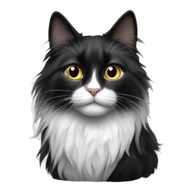 black and white cat long haired sticker