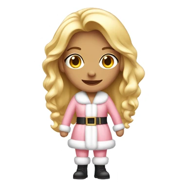 Full body blonde Pretty girl in a light pink Santa outfit  sticker