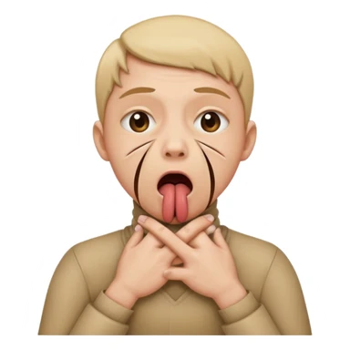 criss cross hands around throat choking self emoji tongue out sticker