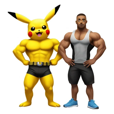 Pikachu and his bodybuilder friend in gym  sticker