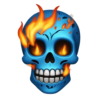 calavera con fuego azul sticker