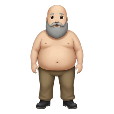 A fat bald and very short man with long beard which is black and grey and is bent forward a bit and farting and a giant smoke is coming out of his butt and occupying all the environment  sticker