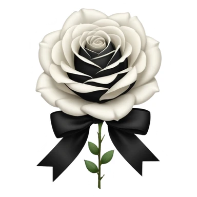a white rose tied with a black velvet ribbon sticker
