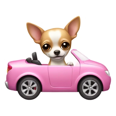 chihuahua in pink car  sticker