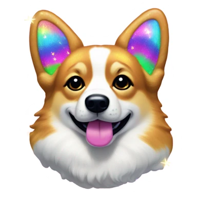 Lisa frank glitter corgi with bows on head sticker