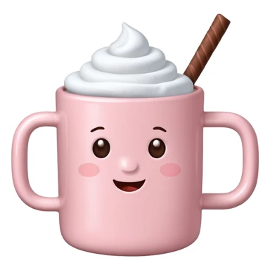 Light Pink mug of hot chocolate with marshmallows sticker