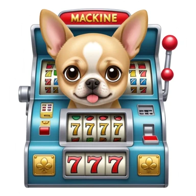Chihuahua pug dog playing slot machine  sticker