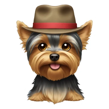 Yorkie wearing a hat sticker