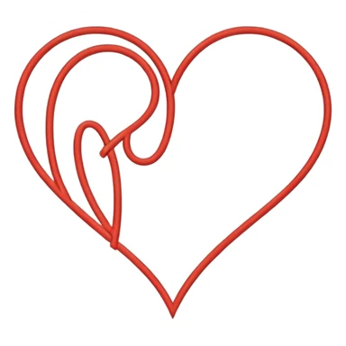 Minimalist illustration of a heart drawn with a single continuous line Integrated into the heart’s line, the letters ‘N’ and ‘K’ appear subtly, as part of the drawing itself sticker