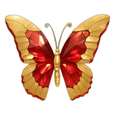 red crystal and gold butterfly sticker