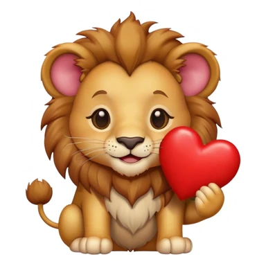 Happy cute Lion Hold heart sticker