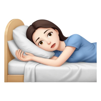 A woman lying in bed cannot fall asleep. She is really tired and exhausted sticker