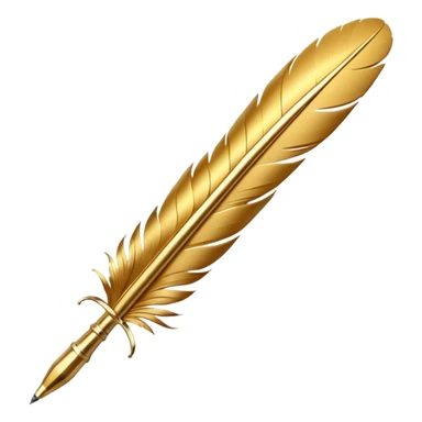 3D perspective academic premium golden ink feather pen sticker