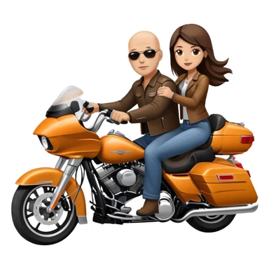 Harley Davidson road glide bald man with girl  pillion sticker