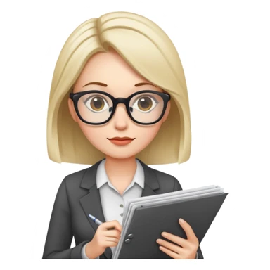 female office worker reviewing paperwork sticker