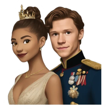 Zendaya with tom holland as a royal, fine art sticker