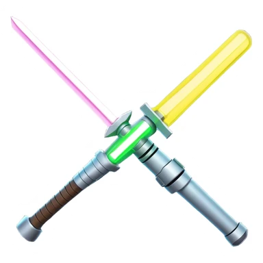 Clash of Clans aesthetic: Cinematic heroic Star Wars light sabre Emoji, rendered in a 3D vector-style similar to standard emojis with minimal shading and bold, simplified shapes. A compact, vibrant energy blade with a neon-hued, glowing edge . Stylized with a touch of interstellar elegance and a soft glowing outline, capturing the essence of a legendary energy blade with a friendly, playful manner! sticker
