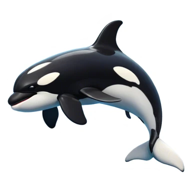 Meme-Worthy Breaching orca Portrait Emoji, Bursting powerfully out of the ocean with an impressive, high-energy leap, showcasing a sleek black-and-white body glistening with water droplets and dynamic, arched posture, Simplified yet exhilaratingly expressive features, highly detailed, glowing with a vibrant marine energy, high shine, bold and full of life, stylized with an air of untamed ocean spirit, soft glowing outline, capturing the essence of an orca mid-breach, radiating pure, unstoppable aquatic power! sticker
