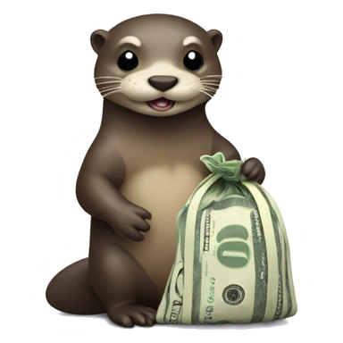 otter with bag of money sticker