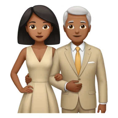 mixte couple black girl , white dark haired older  man sticker