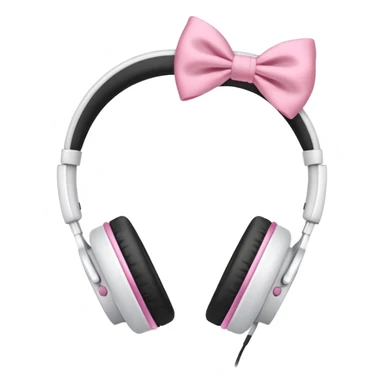 White headphones with pink bow sticker