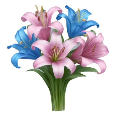 Bouquet of pink and blue lilies sticker