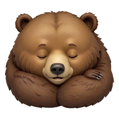 Meme-Worthy Cute Sleeping Grizzly Bear Portrait Emoji, Head resting peacefully with a contented smile, showcasing a massive, robust build and a luxuriously soft deep brown fur, eyes shut in a serene, restful nap, Simplified yet hilariously adorable features, highly detailed, glowing with a soft, drowsy light, high shine, relaxed and utterly lovable, stylized with an air of playful laziness, bright and heartwarming, soft glowing outline, capturing the essence of a comically sleepy grizzly, so meme-worthy it feels like it could instantly become the next viral sensation of adorable slumber! sticker