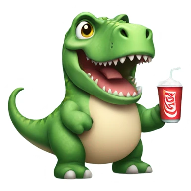 Dino holding a soda sticker