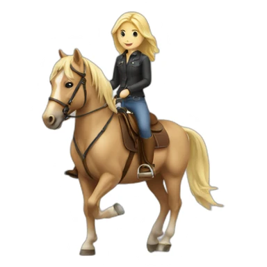 shoulder length blonde girl riding a horse full body sticker