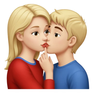 a girl kissing a boy cheek sticker