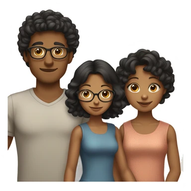 Family of 3; MOM IS A TAN SKIN GIRL, with LONG WAVY BLACK HAIR and BANGS; DAD IS A LIGHT BROWN SKIN BOY, GLASSES, with SHORT STRAIGHT BLACK HAIR; YOUNG GIRL IS A TAN SKIN GIRL, with LONG BROWN CURLY HAIR sticker