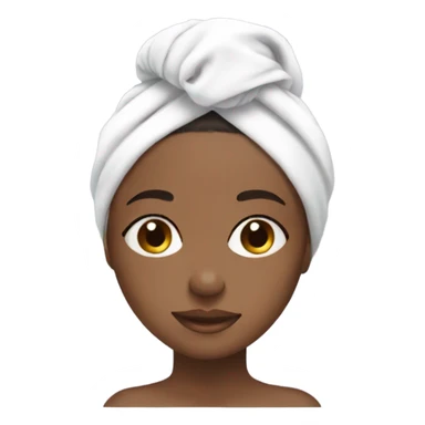 Brown skin girl doing skincare with towel on head sticker