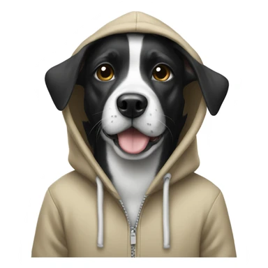 Black and white dog wearing a hoodie  sticker