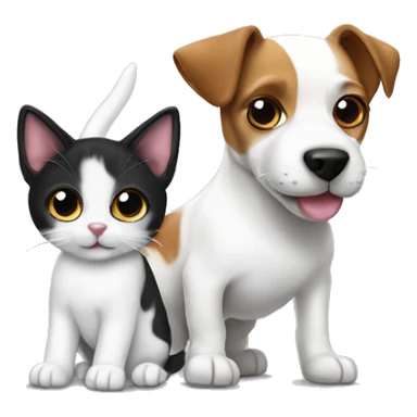 Jack Russell Black and White Cat and Tabby Cat sticker