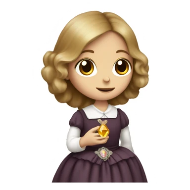 Charlotte Bronte holding a gem in her hand sticker