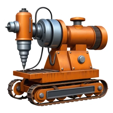generate a rust-clear drill machine on tracks  sticker