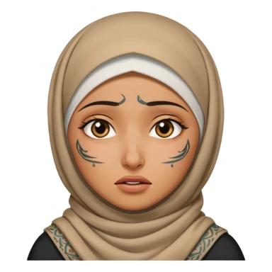 arab hijab ancient cry girl with tatooed sticker
