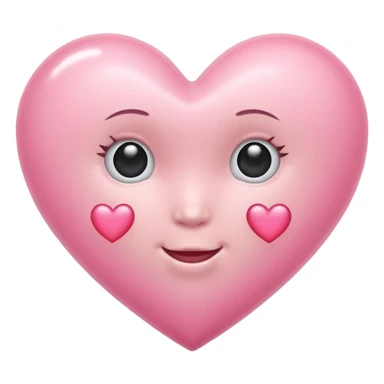 A baby pink heart shape in iOS emoji style, 3D icon, plastic texture, soft reflection, minimalist design. sticker