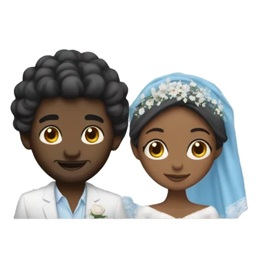 black man and black woman getting married with blue bandanas sticker