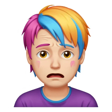 man crying with colored hair sticker