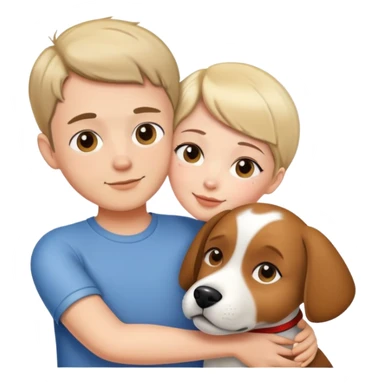 a shorthair girl with husband hugging a dog sticker
