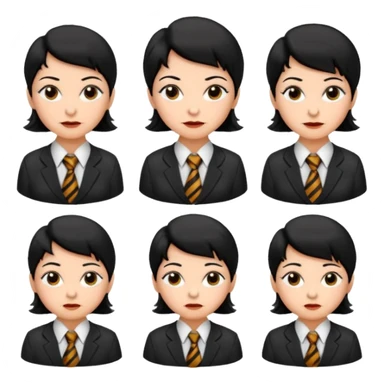old women with Necktie. different hair styles, black hair. sticker