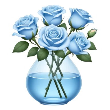 Small Light blue roses in vase sticker