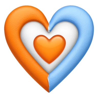 Half blue half orange heart split vertically with a white gauze bandage wrapped around it sticker