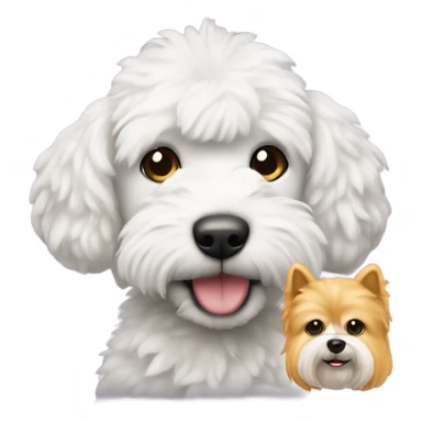 perro caniche blanco con un peluche sticker