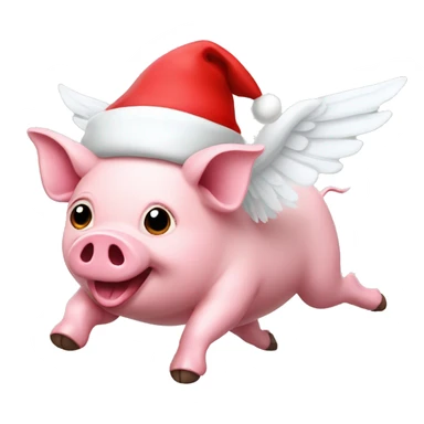 Flying Pig with wings and Santa Hat sticker