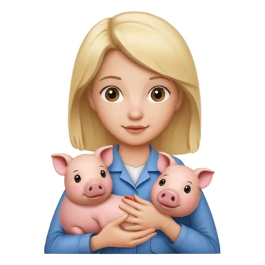 Female blonde vet holding a pig sticker